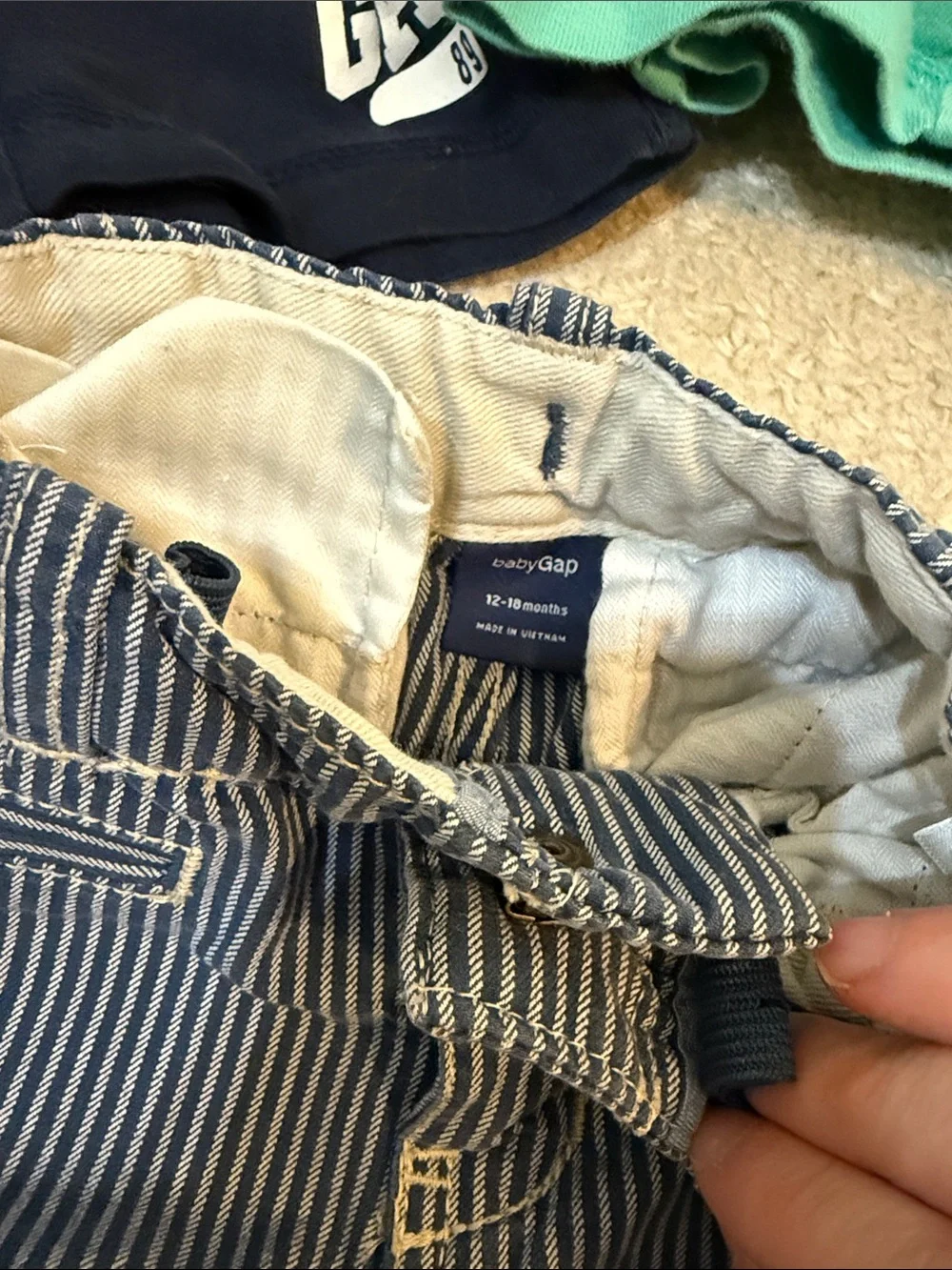 GAP Boys 3-Pack Shorts in Navy, Teal & Blue Pinstripe